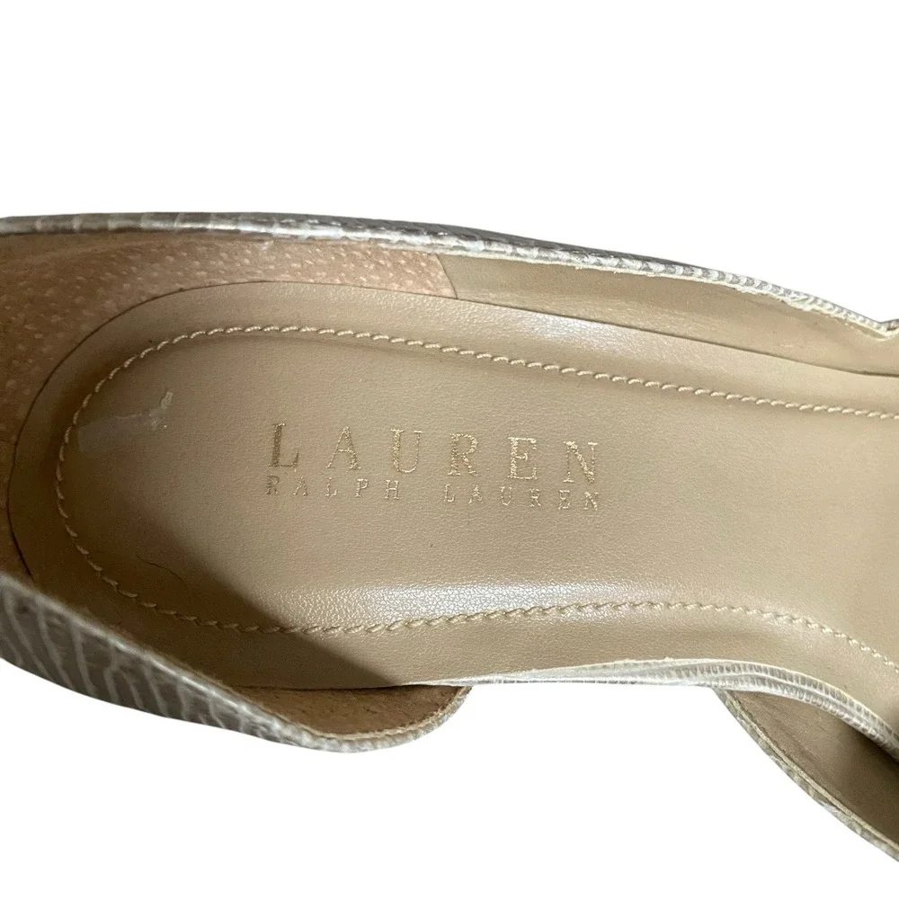 Ralph Lauren Pumps 7.5 EU 38 Gold Open Toe Princess Glam Fairy Wedding Prom